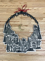 Festive village in the moonlight Wreath