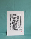 Kitchen & Baking Tools A4 Lino Print