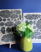 Pinecones - Handprinted A4 Woodcut Art Print