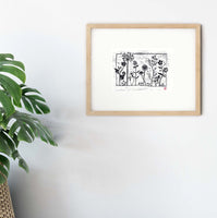 Wildflower Meadow A4 Woodcut Print