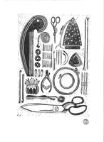 Sewing and Textiles Tools A4 Lino Print