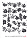Alphabet Print of Flowers A4 Woodcut Print