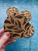 4 Curly Willow Leaf Cork Coasters