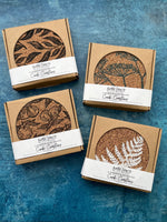 4 Curly Willow Leaf Cork Coasters