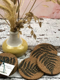 4 Fern Design Cork Coasters