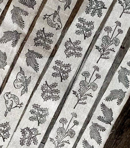Handprinted Linen Ribbon