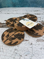 4 Oak Leaf Cork Coasters
