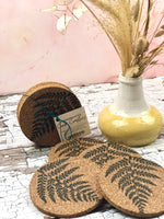 4 Fern Design Cork Coasters
