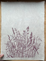 Meadow Grasses Large Lino Print on Handmade Flecked Paper